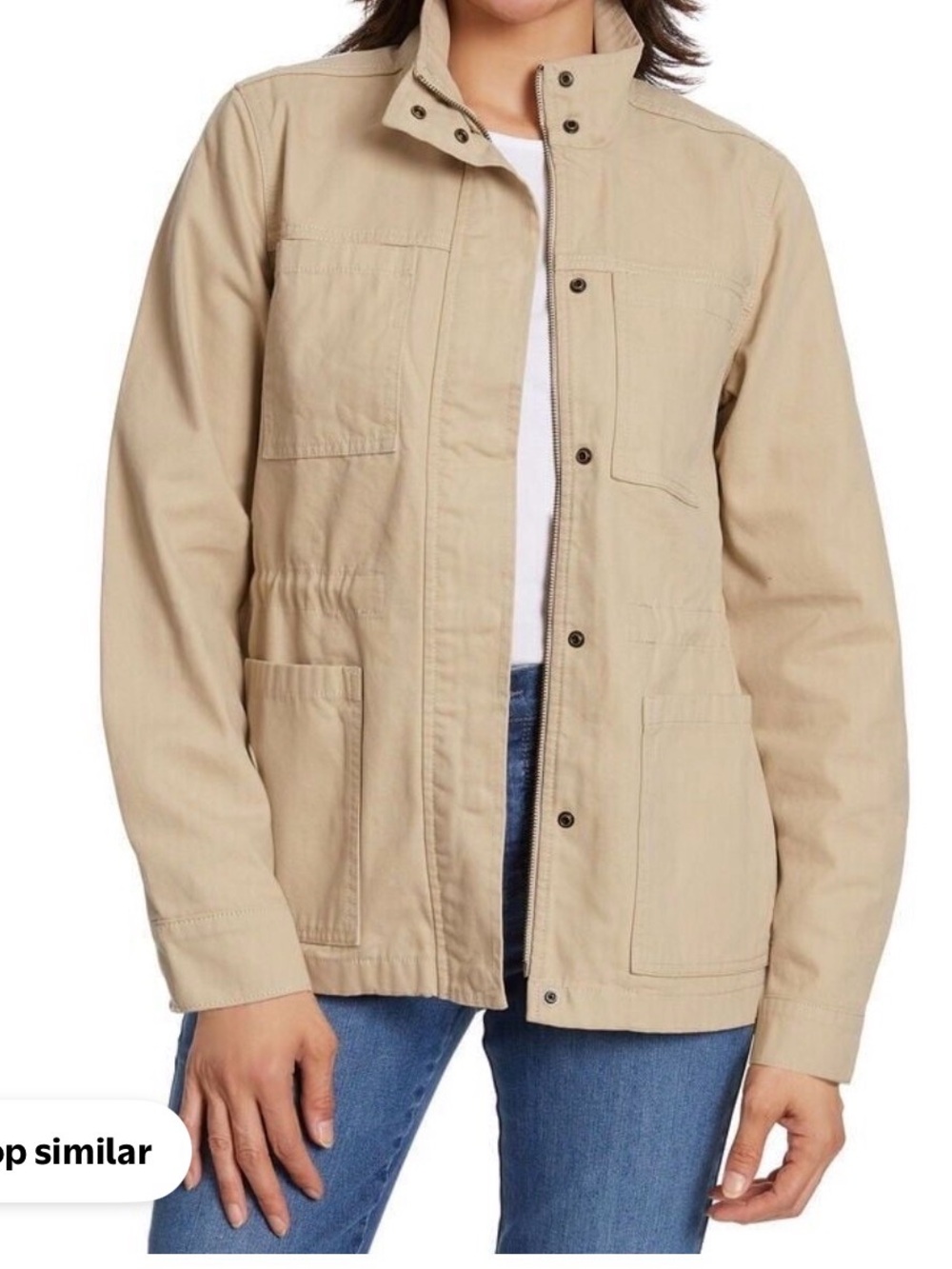 Vintage America Beige/tan chore/barn/Utility Jacket with Snap Front,large,cotton